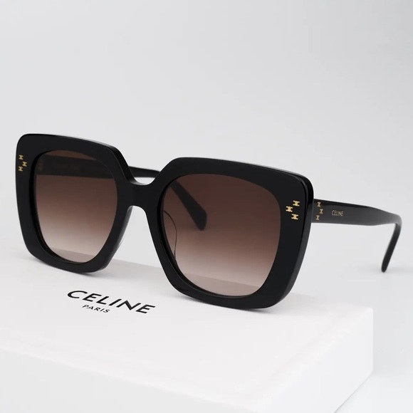 New! Celine Sunglasses CL40218U 01F, Black Triomphe, Oversize, Authentic - Picture 1 of 11